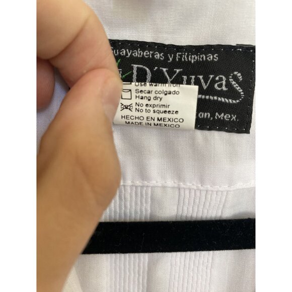 D'Yuvas Mens White Shirt 38 short sleeve button up collared cotton mexico - Picture 4 of 6